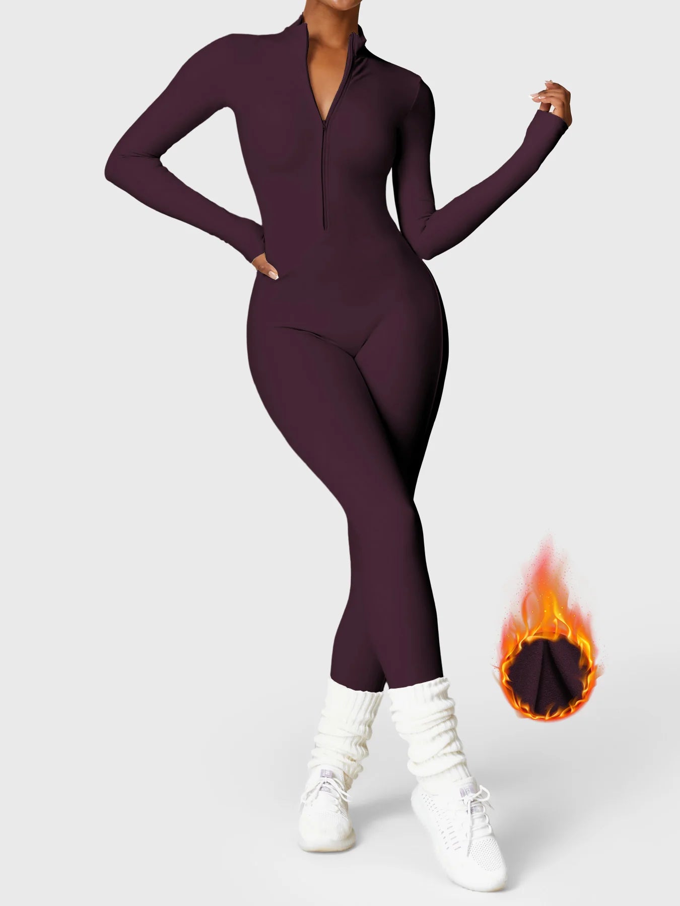Enavell Long Sleeve Zipper Jumpsuit